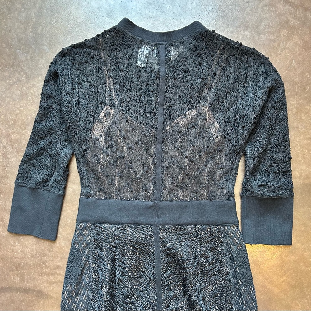 ANTHROPOLOGIE brand Beguile by Byron Lars- size 0 Black Long Sleeve Lace Dress - Picture 10 of 17